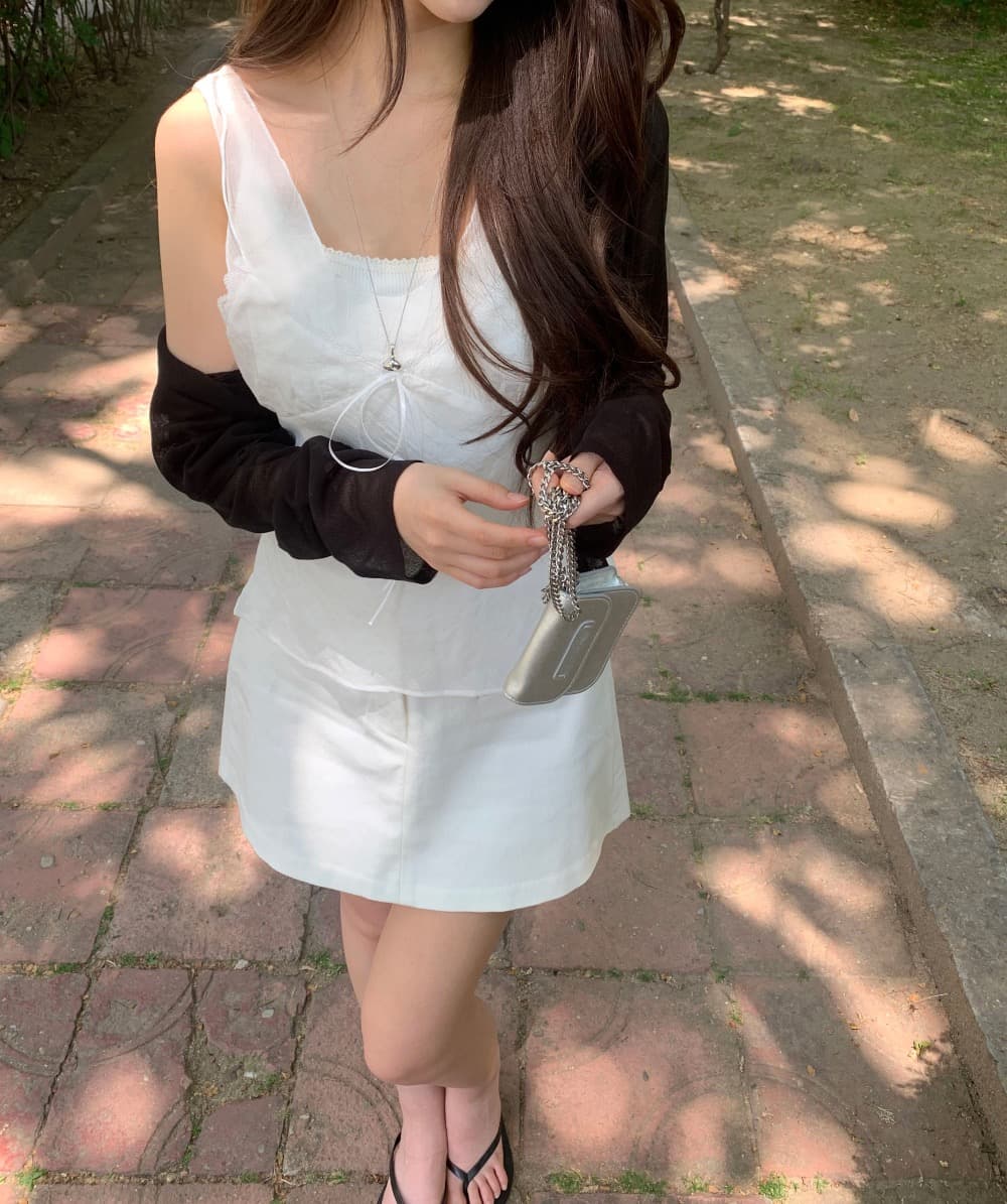 재고 있음 chic 섹시함 인사이드 설정 개체 주름 질감 캐미솔 상세 이미지 8