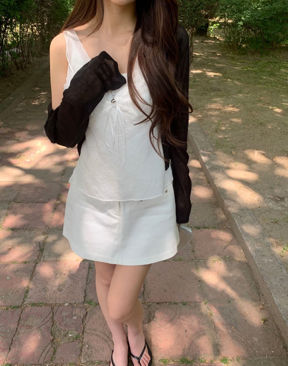 재고 있음 chic 섹시함 인사이드 설정 개체 주름 질감 캐미솔 상세 이미지 9