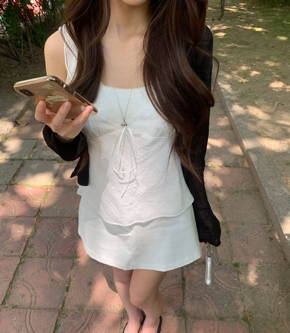 재고 있음 chic 섹시함 인사이드 설정 개체 주름 질감 캐미솔 상세 이미지 11