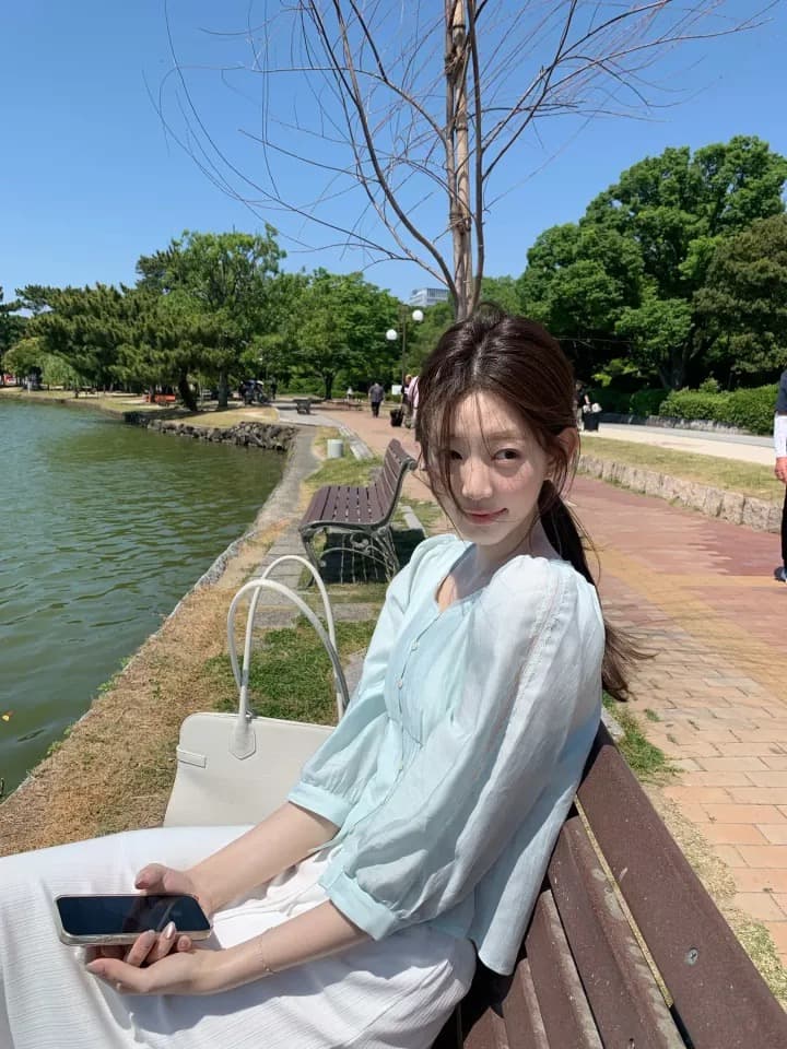 재고 있음 chic 이른 가을 품격 부드러운 바람 레이스 측면 쇼트 스타일 7부 소매 셔츠 상세 이미지 4