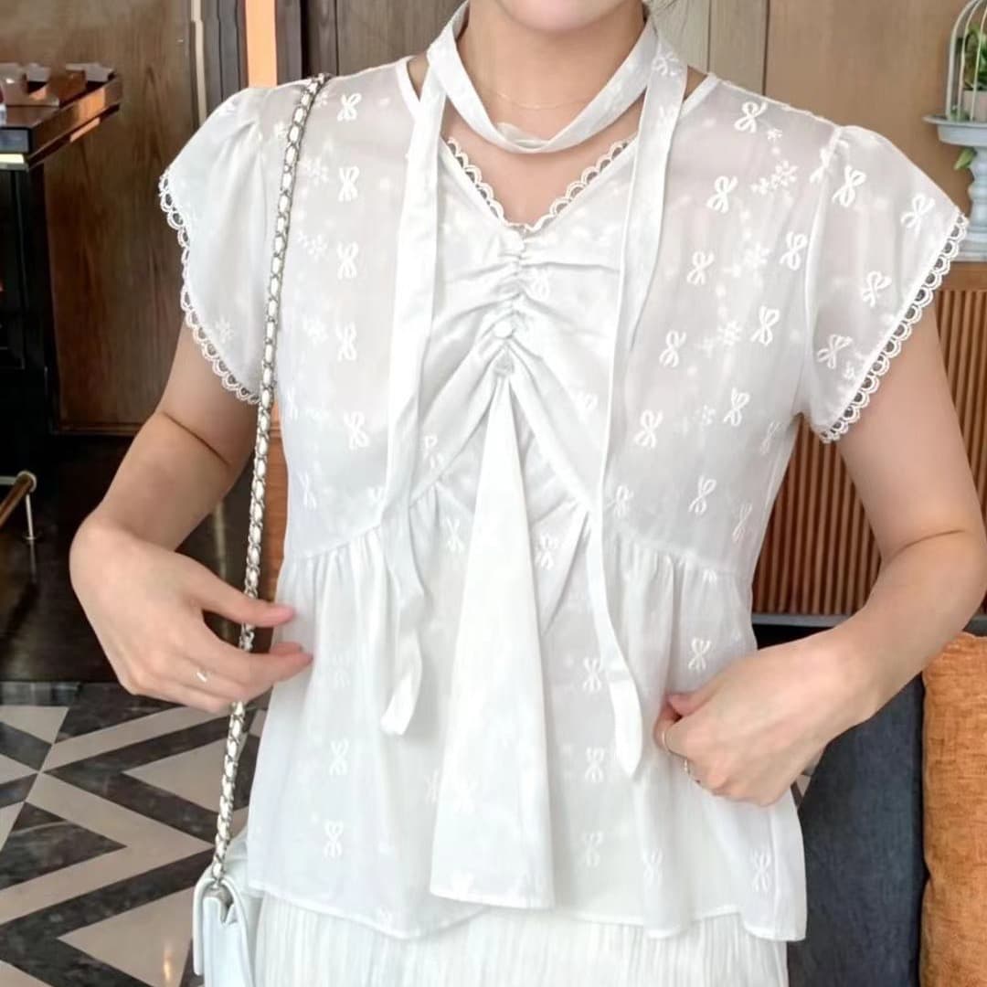 재고 있음 한국 패션 레이스 패치워크 다용도 맨위 한국 스타일 맨위 상세 이미지 10
