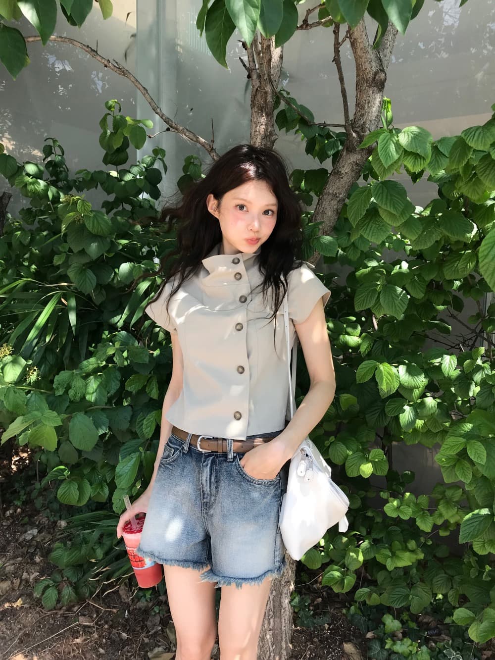 재고 있음 chic 한국 패션 레이스 패치워크 다용도 맨위 한국 스타일 맨위 상세 이미지 10