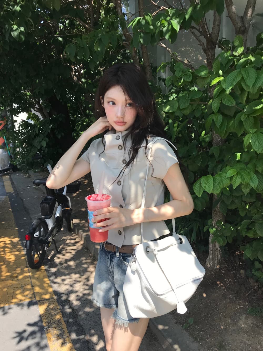 재고 있음 chic 한국 패션 레이스 패치워크 다용도 맨위 한국 스타일 맨위 상세 이미지 11
