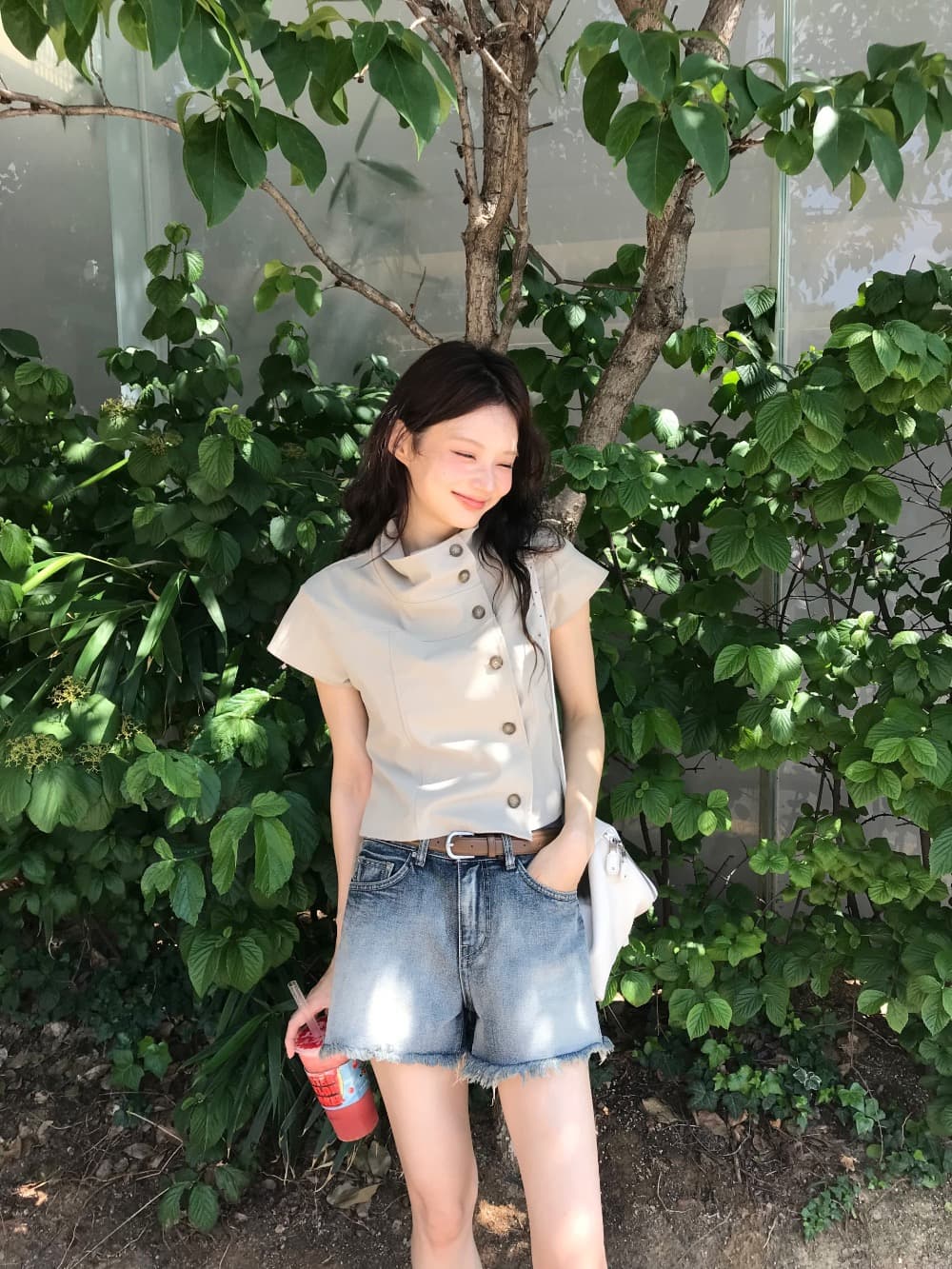 재고 있음 chic 한국 패션 레이스 패치워크 다용도 맨위 한국 스타일 맨위 상세 이미지 15