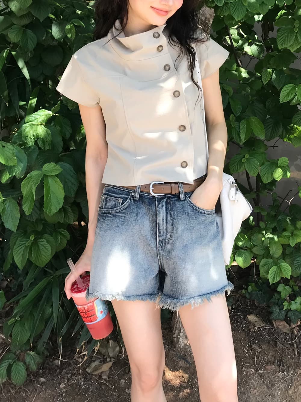 재고 있음 chic 한국 패션 레이스 패치워크 다용도 맨위 한국 스타일 맨위 상세 이미지 16