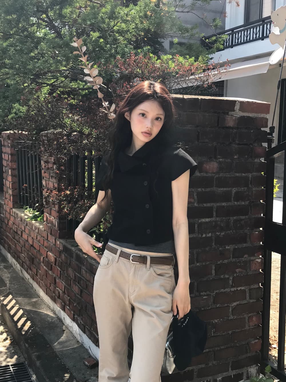 재고 있음 chic 한국 패션 레이스 패치워크 다용도 맨위 한국 스타일 맨위 상세 이미지 29