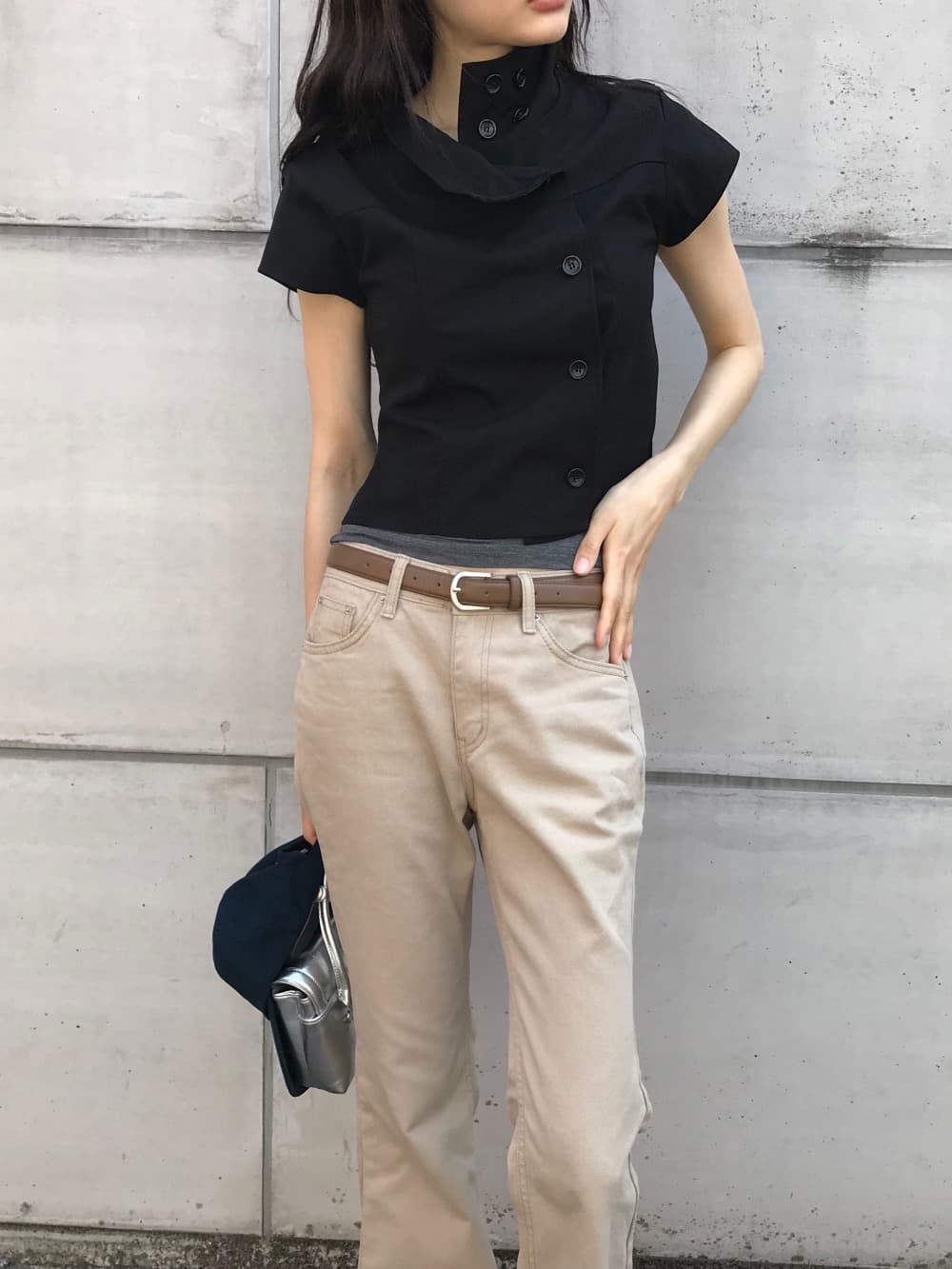 재고 있음 chic 한국 패션 레이스 패치워크 다용도 맨위 한국 스타일 맨위 상세 이미지 39