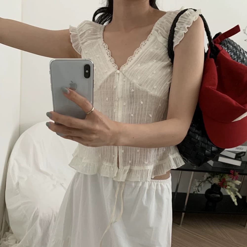재고 있음 한 부서 여름 신선함 V넥 귀여운 연령 감소 인형 셔츠 일상 다용도 작은 셔츠