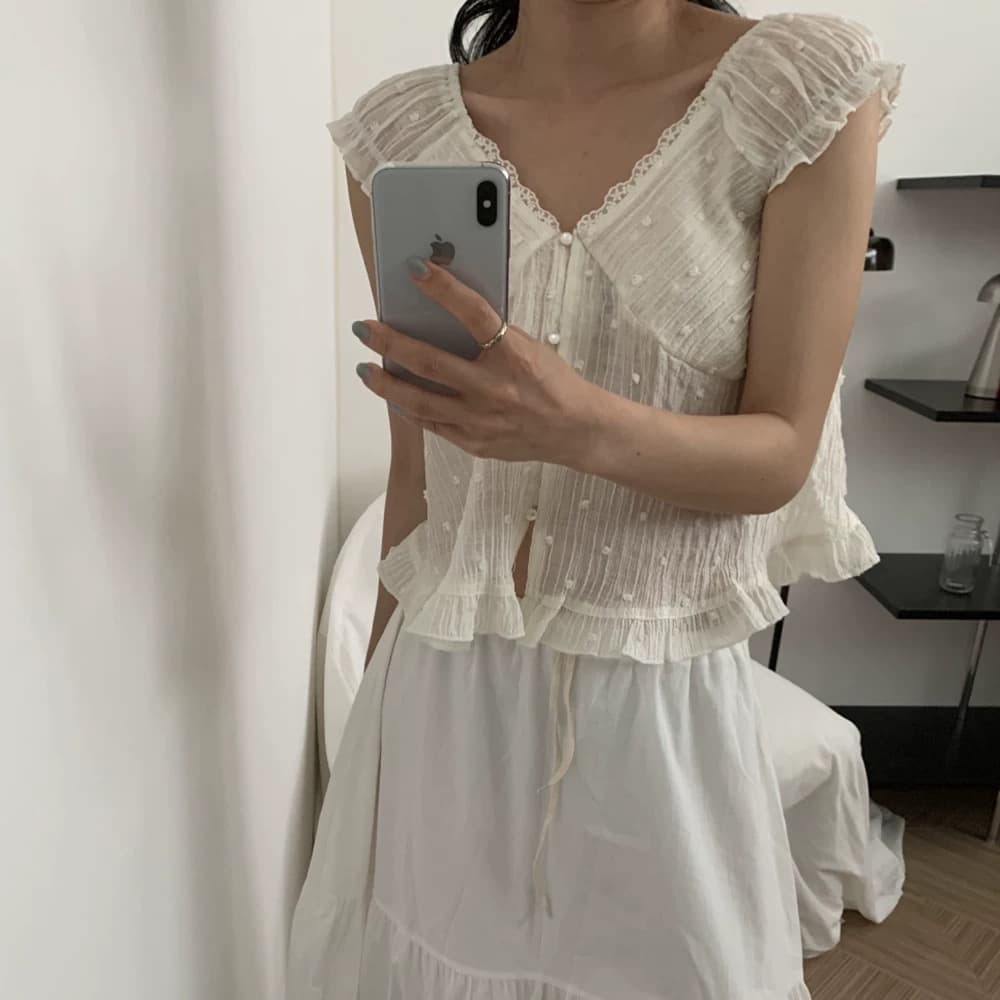 재고 있음 한 부서 여름 신선함 V넥 귀여운 연령 감소 인형 셔츠 일상 다용도 작은 셔츠 상세 이미지 5