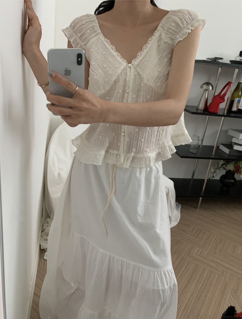 재고 있음 한 부서 여름 신선함 V넥 귀여운 연령 감소 인형 셔츠 일상 다용도 작은 셔츠 상세 이미지 17