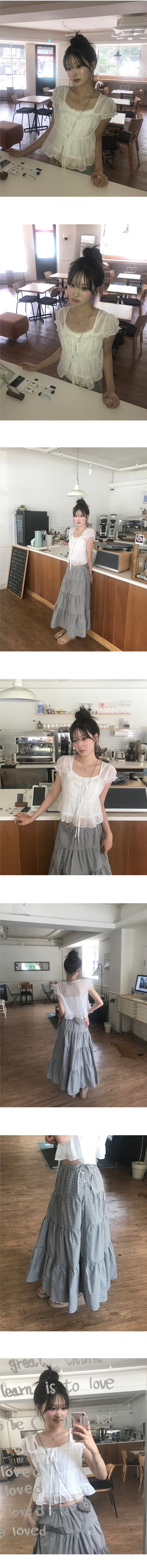 재고 있음 chic 한 부서 여름 프랑스식 달콤함 연령 감소 부드러운 프릴 주름 장식 허리 수축 반팔 쉬폰 셔츠 상세 이미지 17