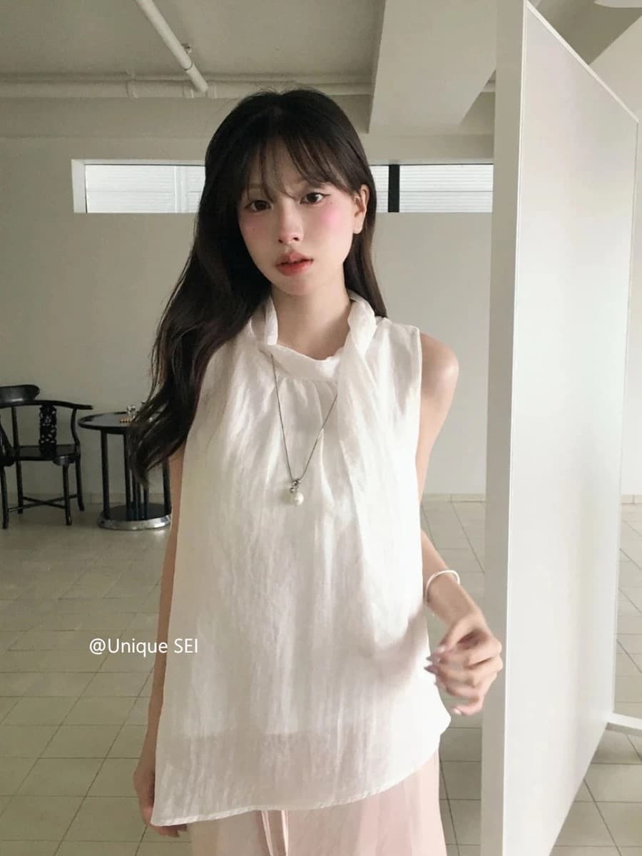 재고 있음 chic 한 부서 여름 얇고 가벼운 편안함 다용도 레이스업 루즈핏 캐주얼 슬림해 보이는 민소매 조끼 맨위 이미지 2