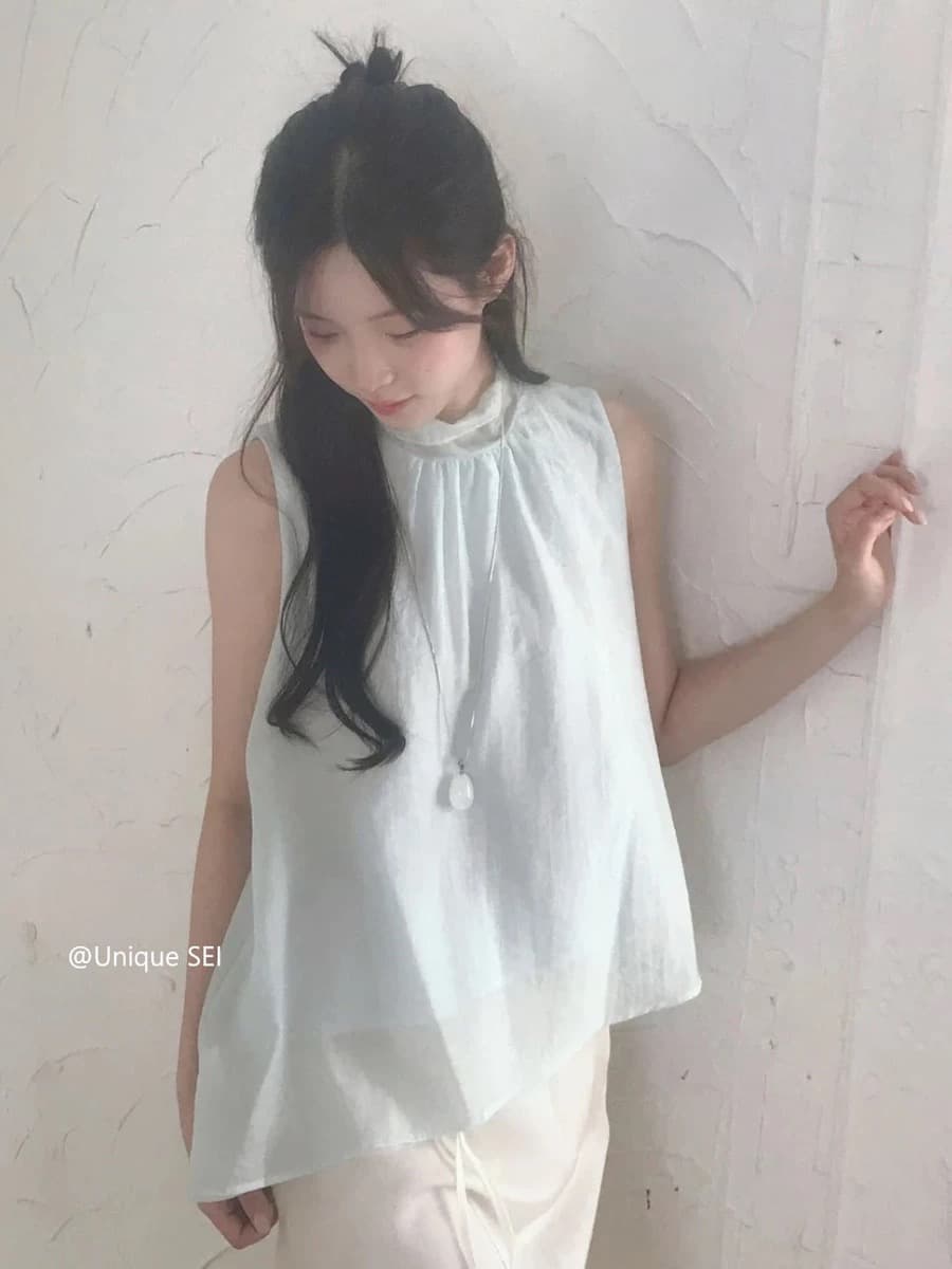 재고 있음 chic 한 부서 여름 얇고 가벼운 편안함 다용도 레이스업 루즈핏 캐주얼 슬림해 보이는 민소매 조끼 맨위 상세 이미지 4