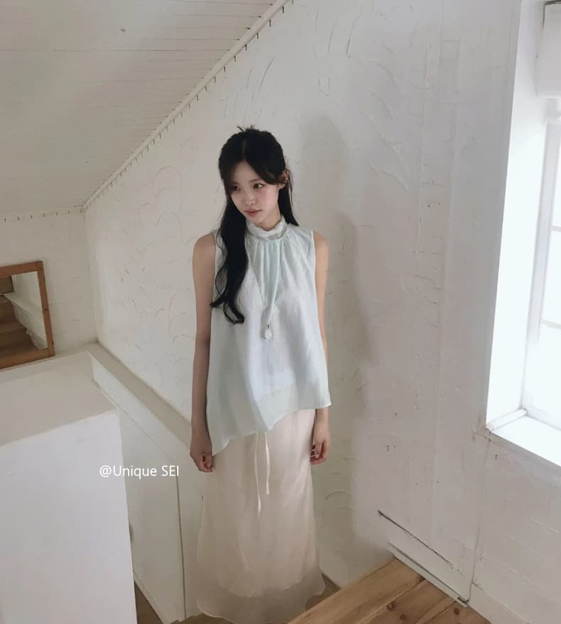 재고 있음 chic 한 부서 여름 얇고 가벼운 편안함 다용도 레이스업 루즈핏 캐주얼 슬림해 보이는 민소매 조끼 맨위 상세 이미지 7