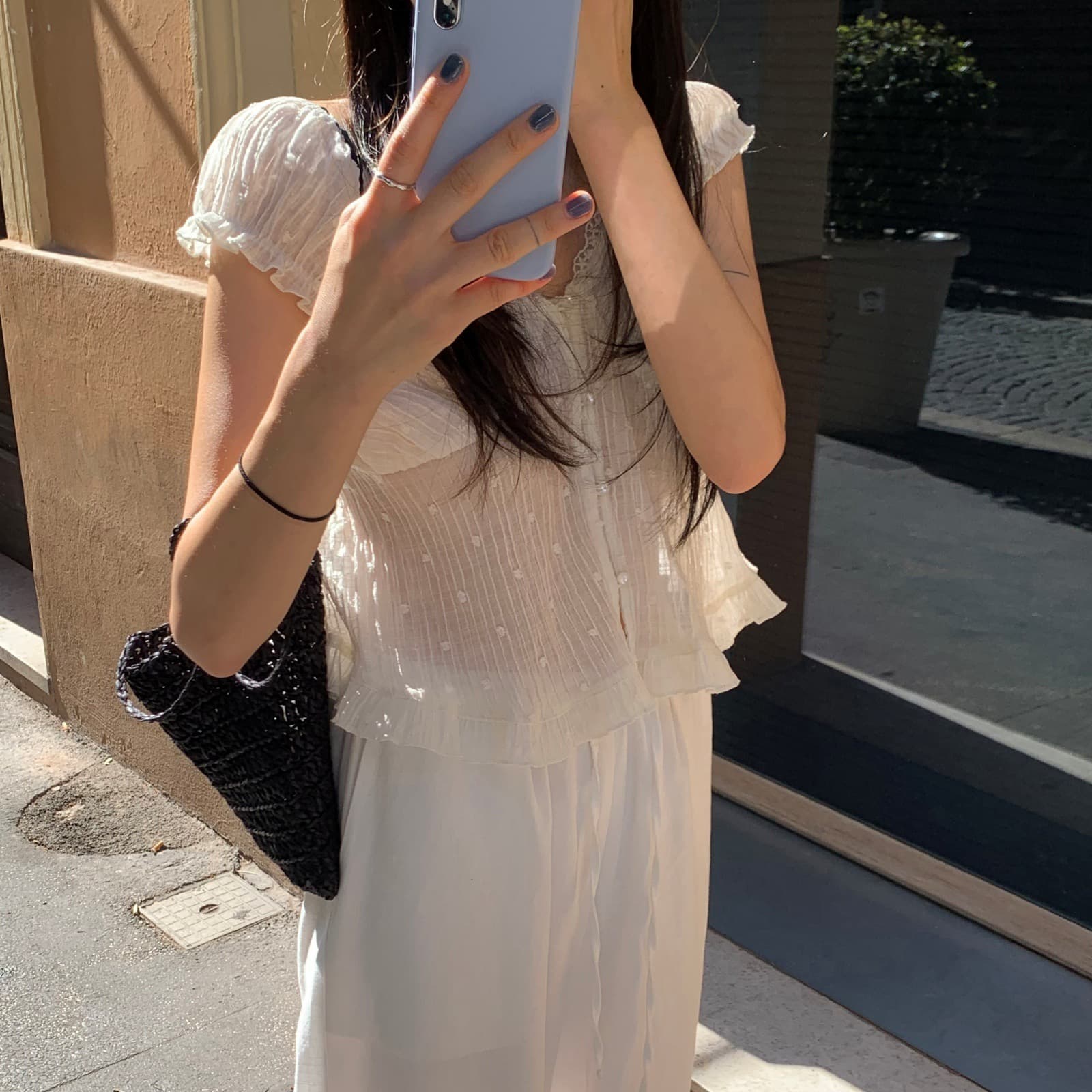 재고 있음 한 부서 여름 신선함 V넥 귀여운 연령 감소 인형 셔츠 일상 다용도 작은 셔츠 이미지 3