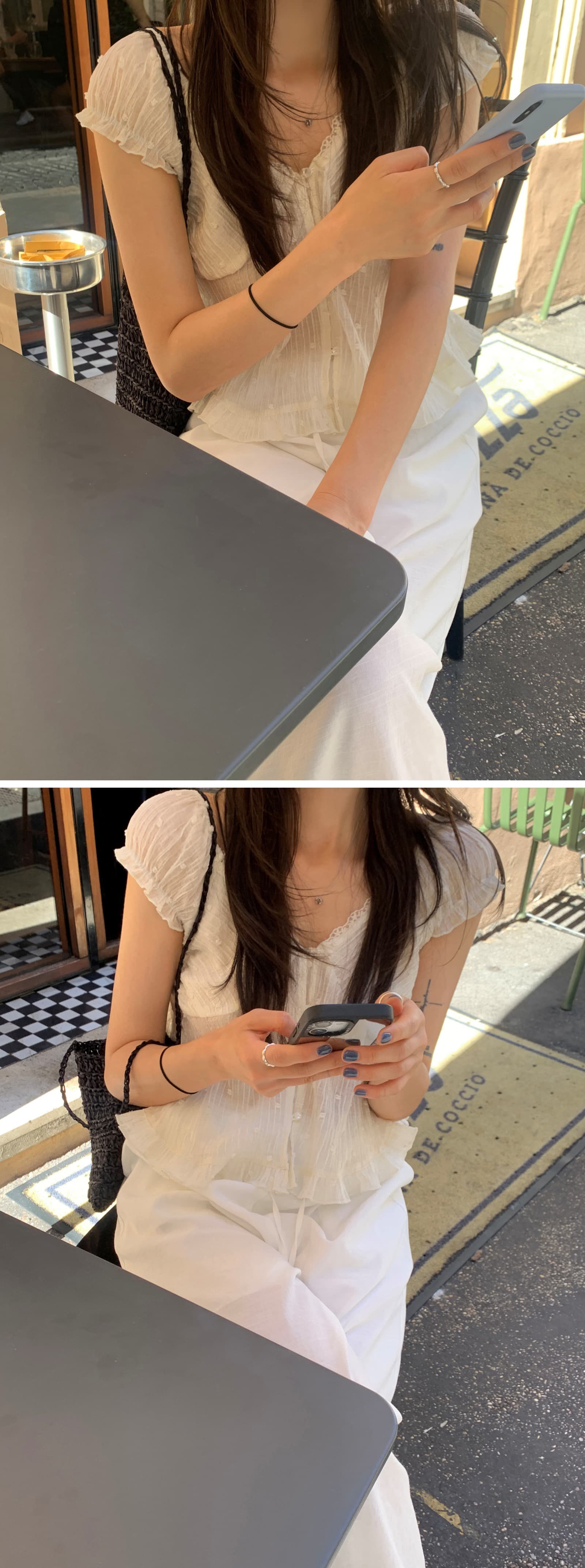 재고 있음 한 부서 여름 신선함 V넥 귀여운 연령 감소 인형 셔츠 일상 다용도 작은 셔츠 상세 이미지 7