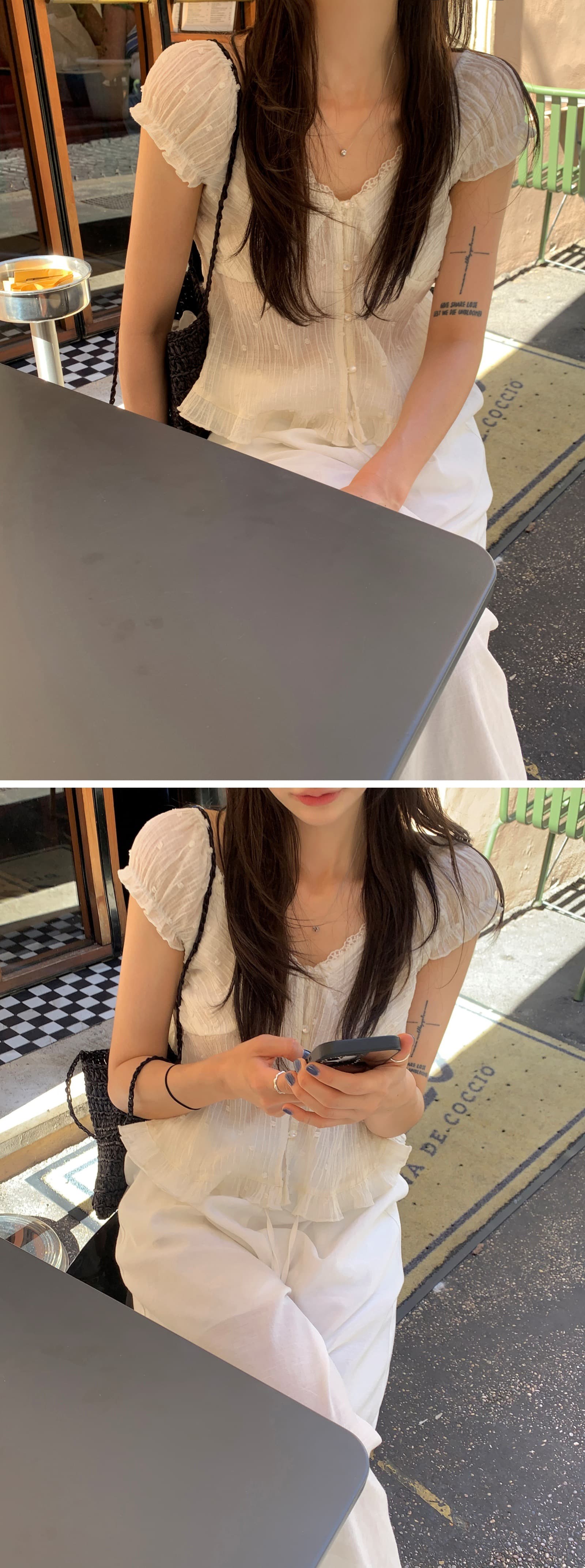 재고 있음 한 부서 여름 신선함 V넥 귀여운 연령 감소 인형 셔츠 일상 다용도 작은 셔츠 상세 이미지 8