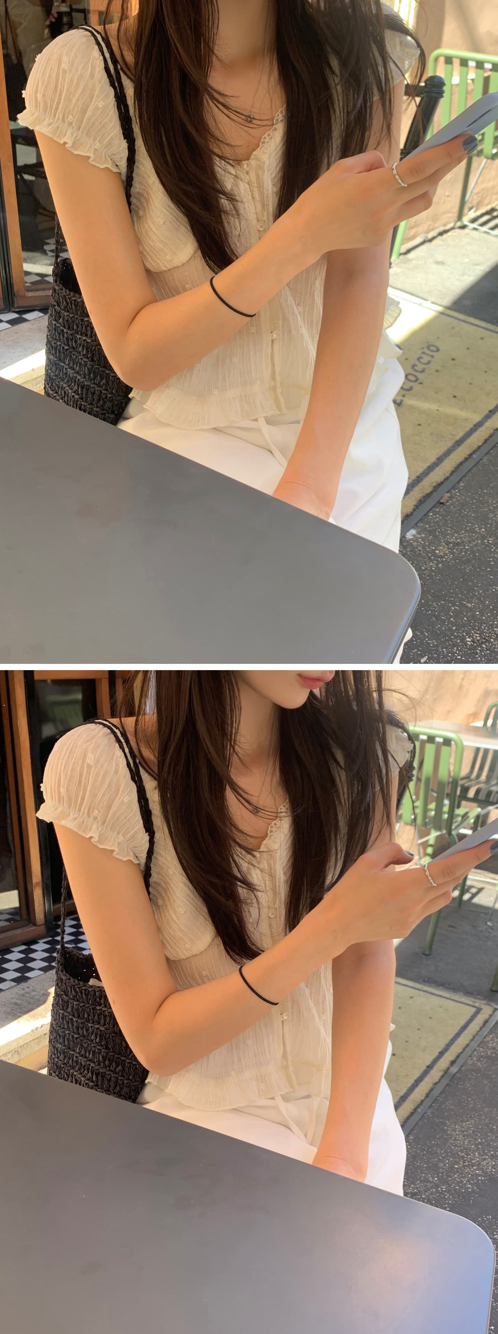재고 있음 한 부서 여름 신선함 V넥 귀여운 연령 감소 인형 셔츠 일상 다용도 작은 셔츠 상세 이미지 12
