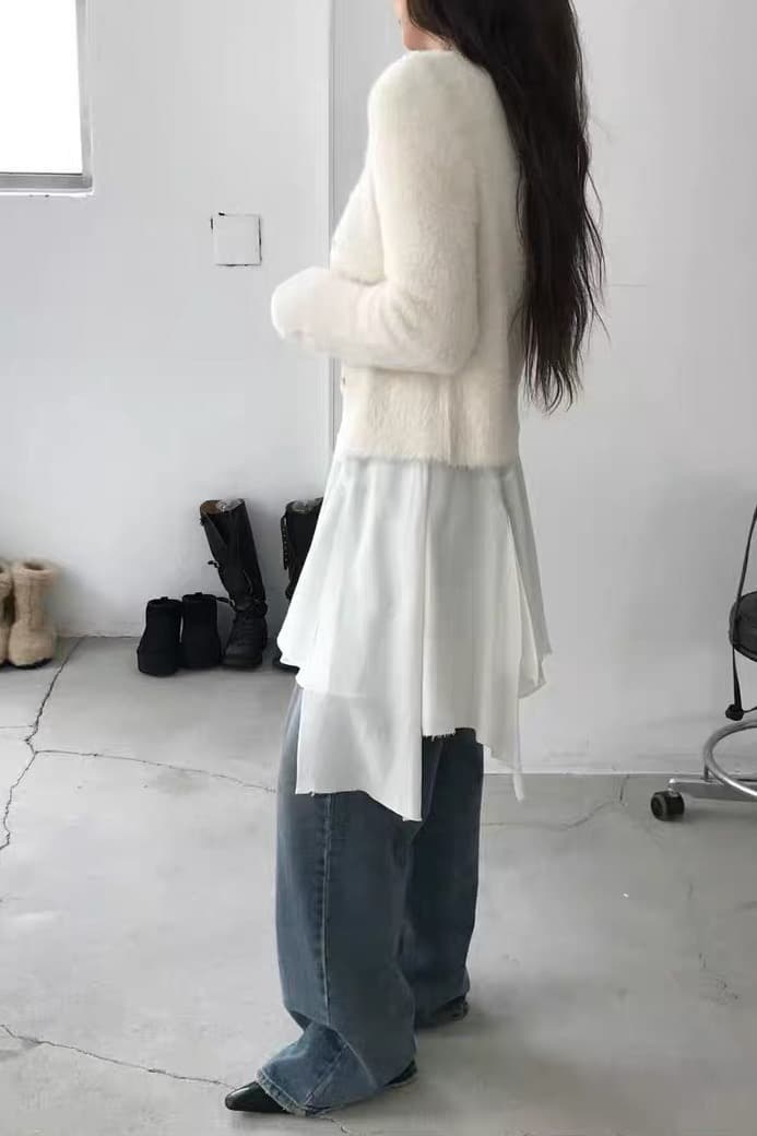재고 있음 chic 레이스 캐미솔 불규칙 밑단 만나는 조끼 여성 상세 이미지 5