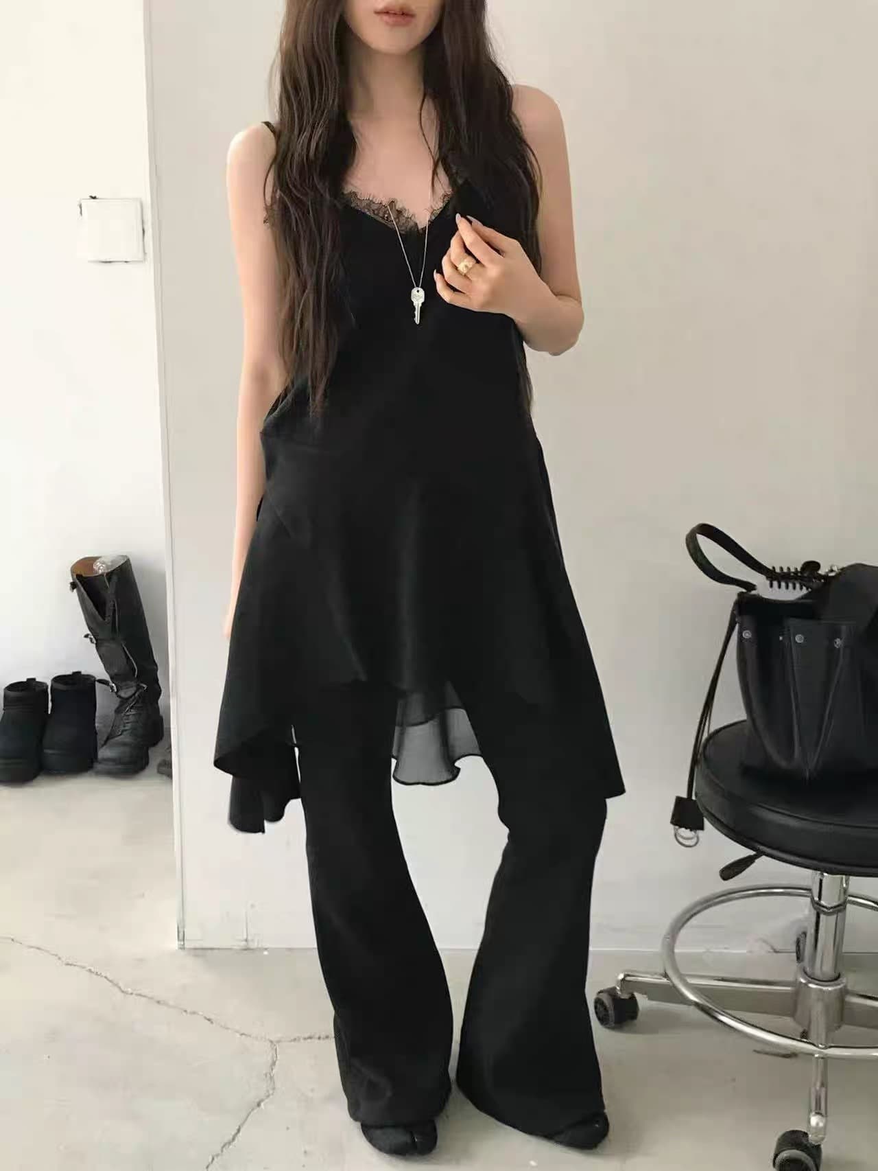 재고 있음 chic 레이스 캐미솔 불규칙 밑단 만나는 조끼 여성 상세 이미지 15