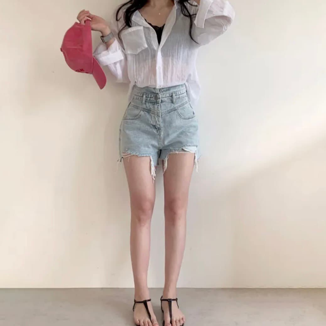 재고 있음 한국 chic 새로운 여름 아이스크림 색상 시스템 긴팔 자외선 차단 셔츠 상세 이미지 12