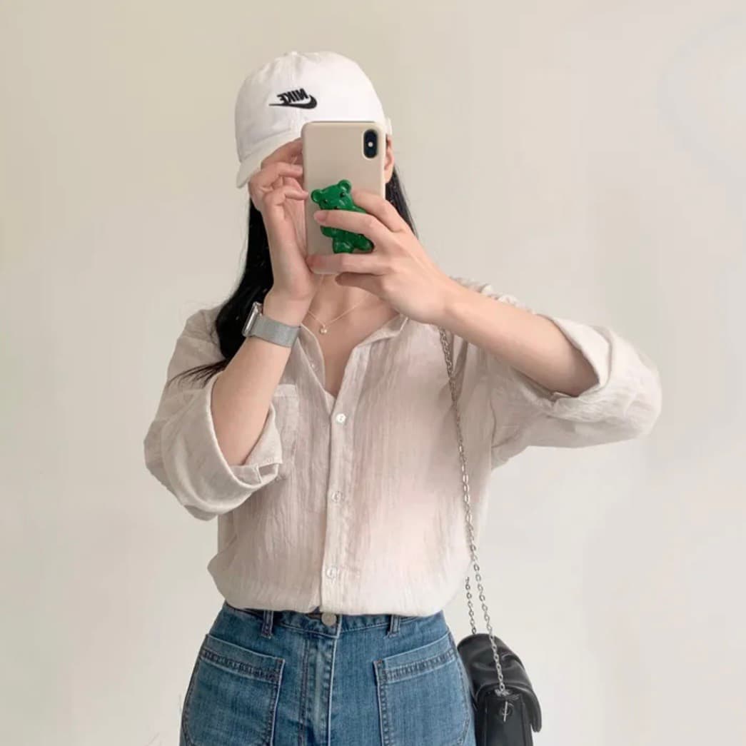 재고 있음 한국 chic 새로운 여름 아이스크림 색상 시스템 긴팔 자외선 차단 셔츠 상세 이미지 21
