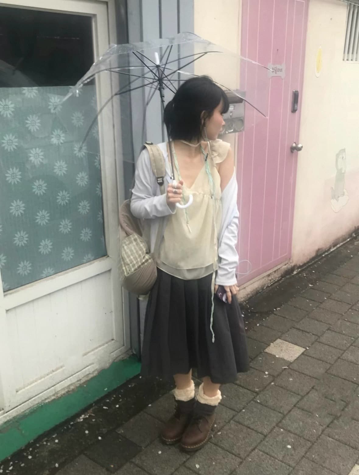 재고 있음 chic 동대문 부드러운 바람 꽃무늬 프릴 작은 날다 소매 쉬폰 셔츠 상세 이미지 2