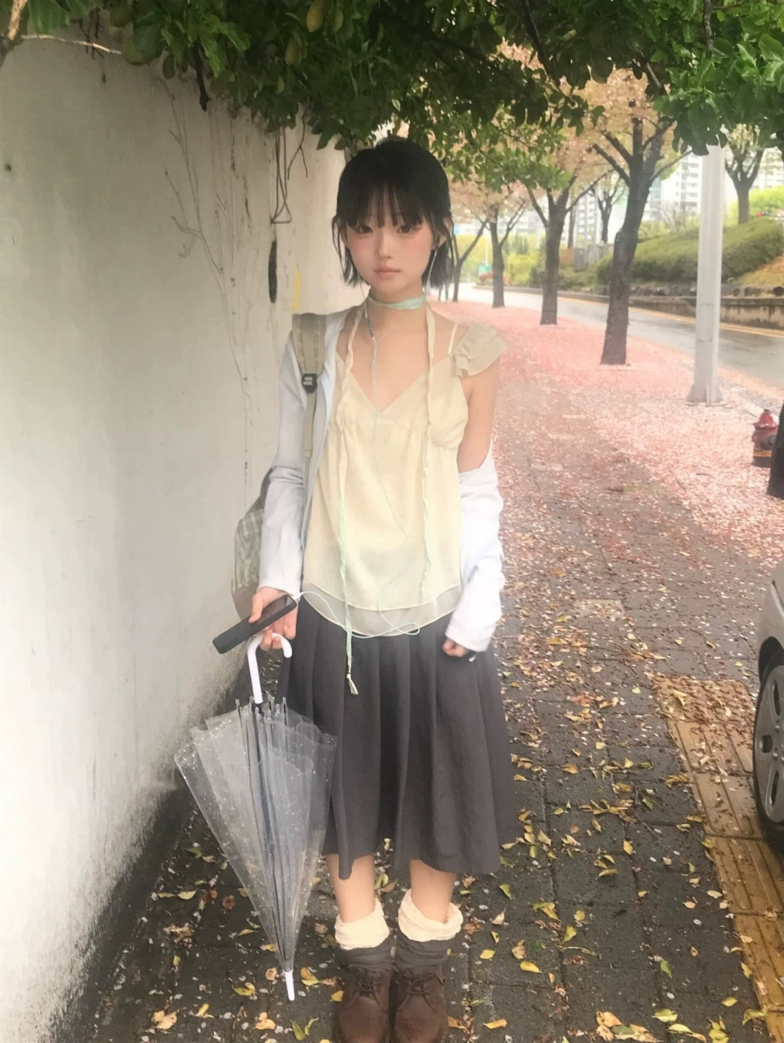 재고 있음 chic 동대문 부드러운 바람 꽃무늬 프릴 작은 날다 소매 쉬폰 셔츠 상세 이미지 9