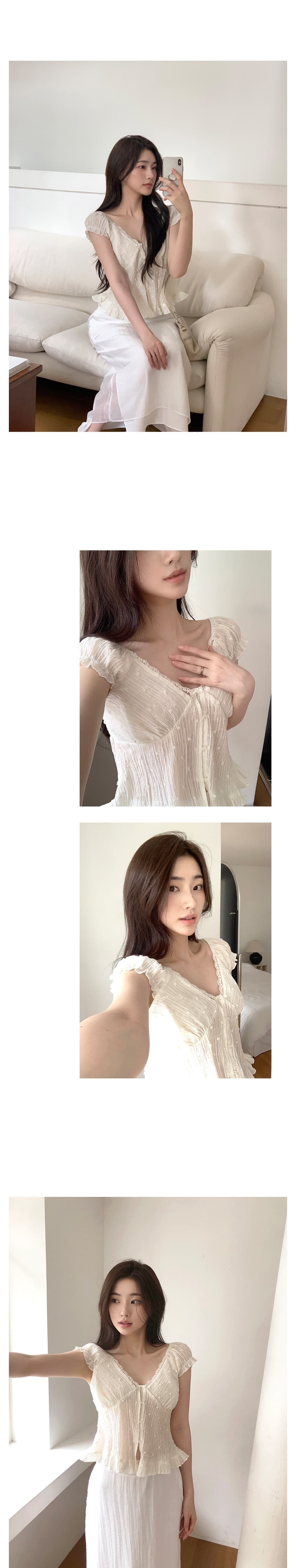 재고 있음 한 부서 여름 신선함 V넥 귀여운 연령 감소 인형 셔츠 일상 다용도 작은 셔츠 상세 이미지 15