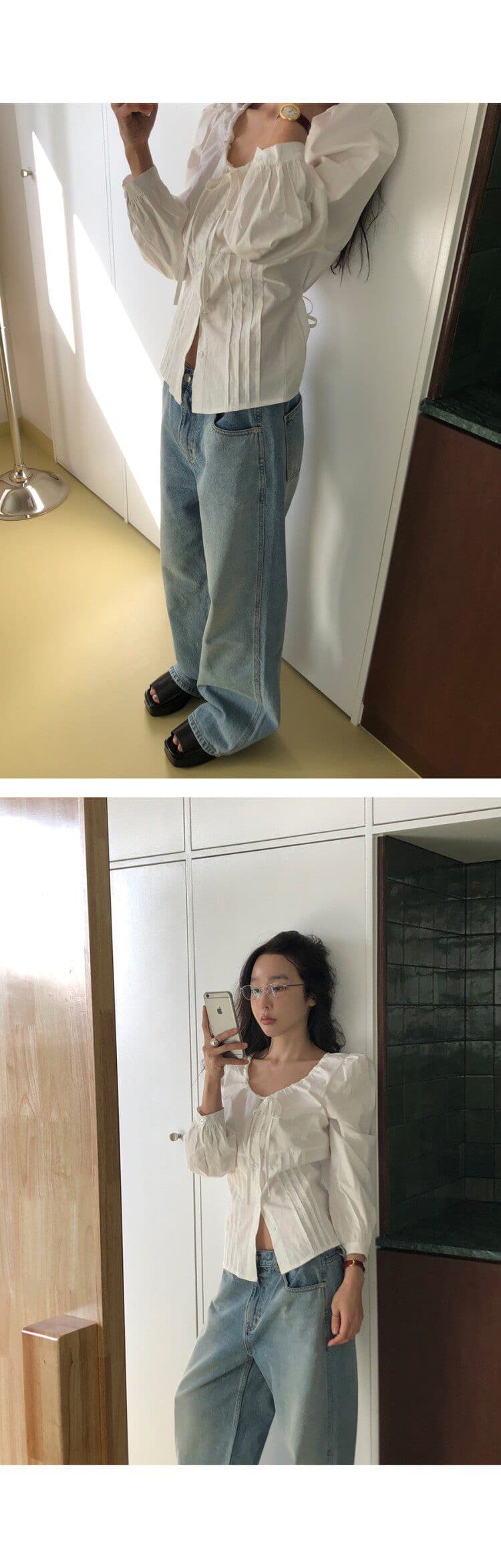 있음 밖으로 2026 새로운 한국 스타일 다용도 레이스업 허리 수축 셔츠 여성 상세 이미지 11