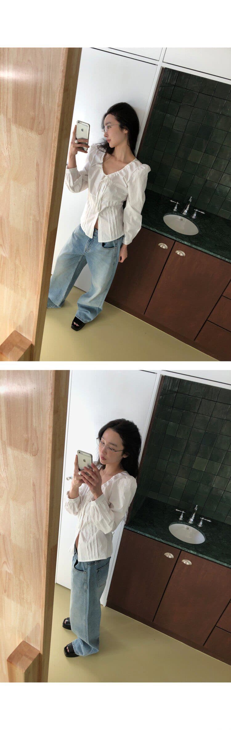 있음 밖으로 2026 새로운 한국 스타일 다용도 레이스업 허리 수축 셔츠 여성 상세 이미지 15