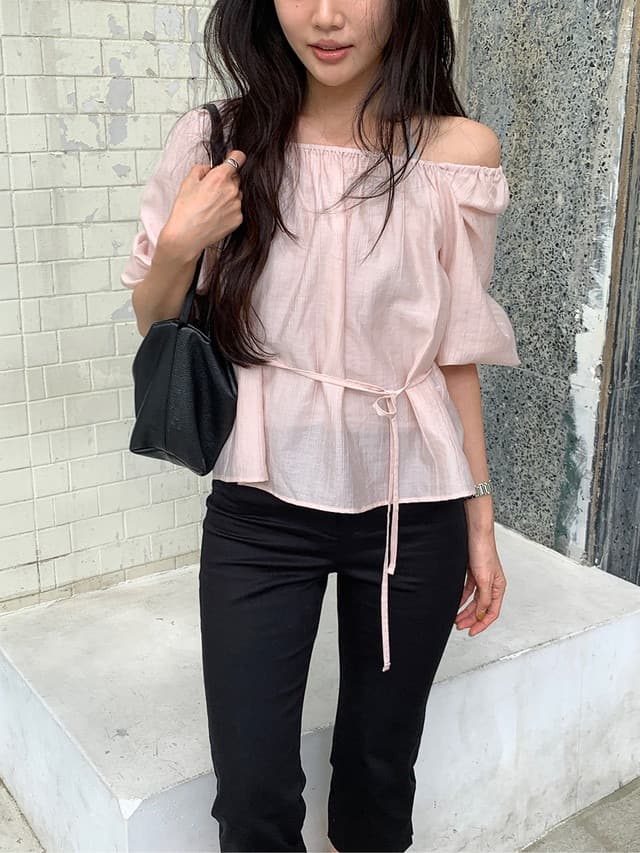 chic 한 부서 부드러운 달콤함 연령 감소 광장 칼라 오프숄더 벌룬 소매 레이스업 캐주얼 휴가 자외선 차단 맨위 쉬폰 블라우스 이미지 4