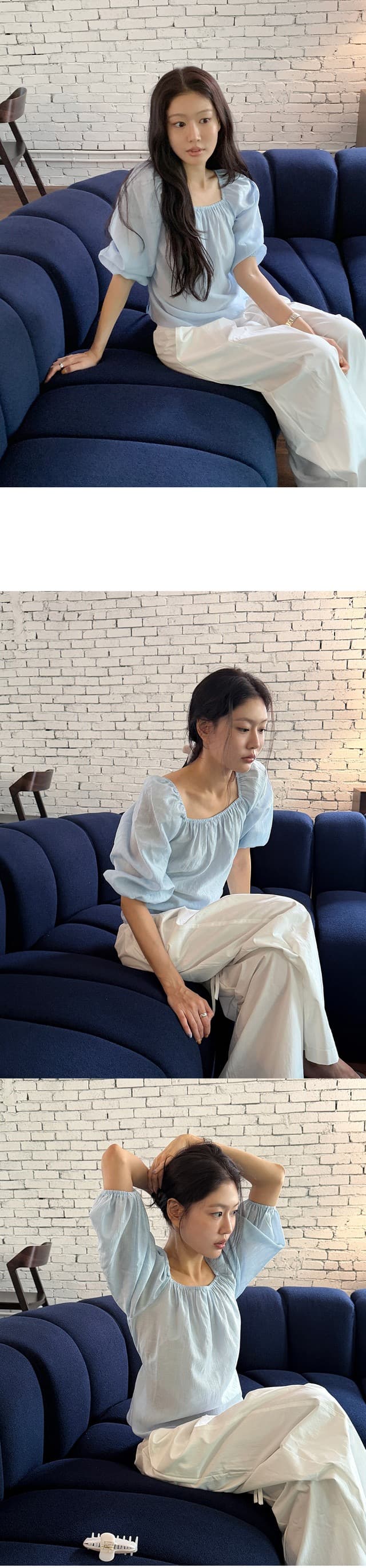 chic 한 부서 부드러운 달콤함 연령 감소 광장 칼라 오프숄더 벌룬 소매 레이스업 캐주얼 휴가 자외선 차단 맨위 쉬폰 블라우스 상세 이미지 10