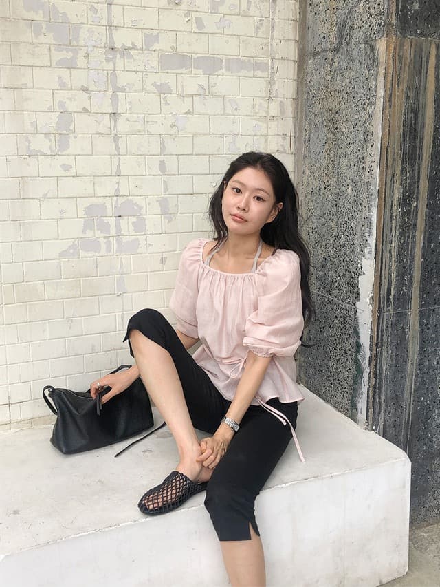 chic 한 부서 부드러운 달콤함 연령 감소 광장 칼라 오프숄더 벌룬 소매 레이스업 캐주얼 휴가 자외선 차단 맨위 쉬폰 블라우스 상세 이미지 14