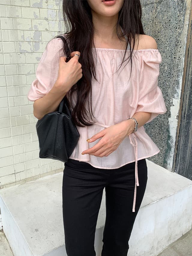 chic 한 부서 부드러운 달콤함 연령 감소 광장 칼라 오프숄더 벌룬 소매 레이스업 캐주얼 휴가 자외선 차단 맨위 쉬폰 블라우스 상세 이미지 16