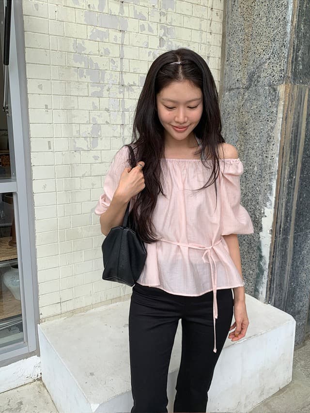 chic 한 부서 부드러운 달콤함 연령 감소 광장 칼라 오프숄더 벌룬 소매 레이스업 캐주얼 휴가 자외선 차단 맨위 쉬폰 블라우스 상세 이미지 19