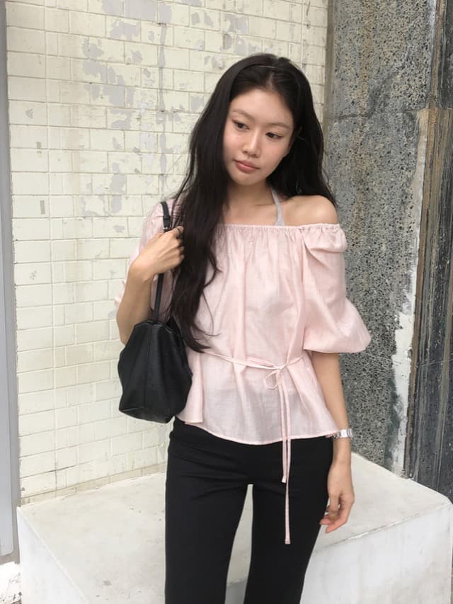chic 한 부서 부드러운 달콤함 연령 감소 광장 칼라 오프숄더 벌룬 소매 레이스업 캐주얼 휴가 자외선 차단 맨위 쉬폰 블라우스 상세 이미지 21