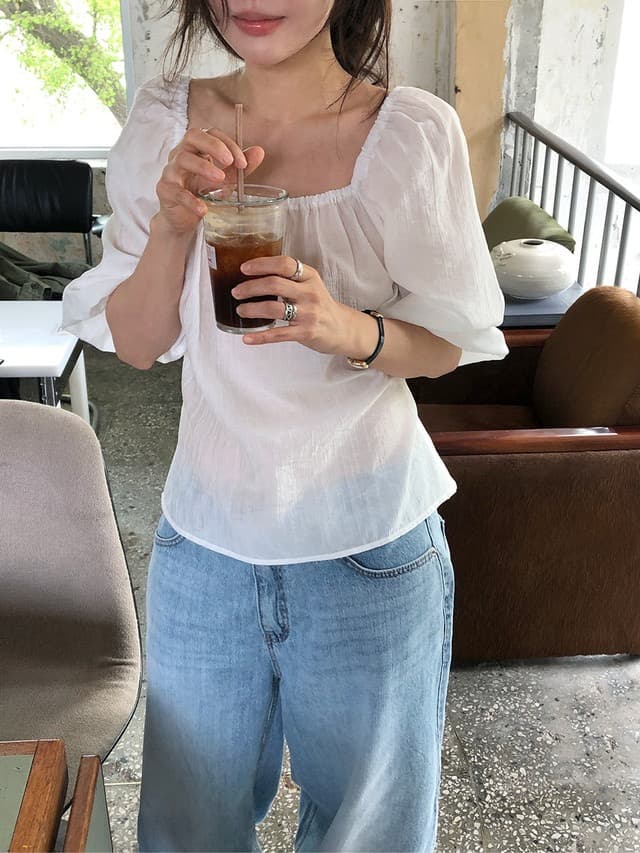chic 한 부서 부드러운 달콤함 연령 감소 광장 칼라 오프숄더 벌룬 소매 레이스업 캐주얼 휴가 자외선 차단 맨위 쉬폰 블라우스 상세 이미지 22