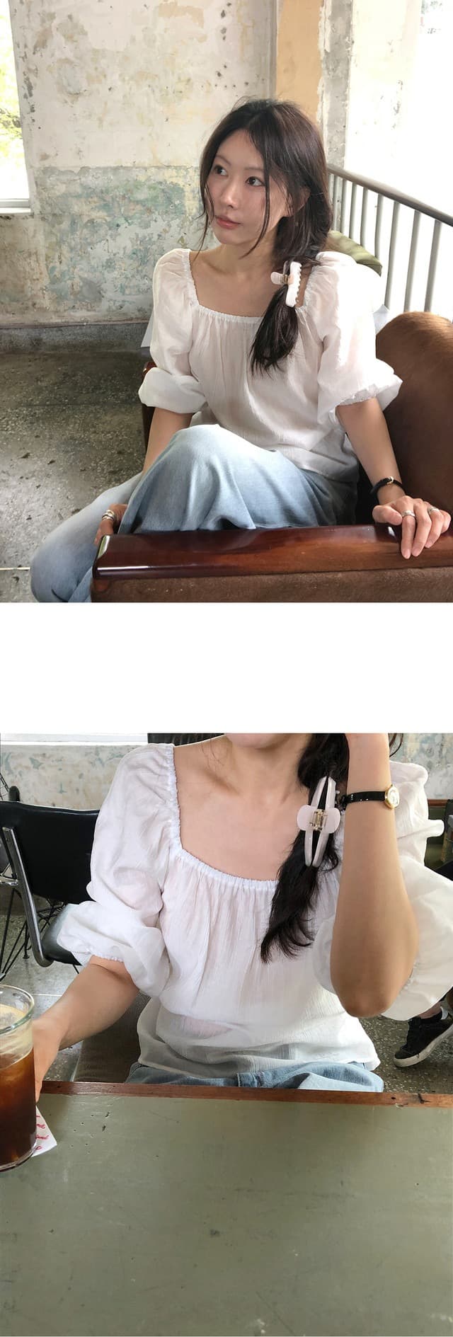 chic 한 부서 부드러운 달콤함 연령 감소 광장 칼라 오프숄더 벌룬 소매 레이스업 캐주얼 휴가 자외선 차단 맨위 쉬폰 블라우스 상세 이미지 24