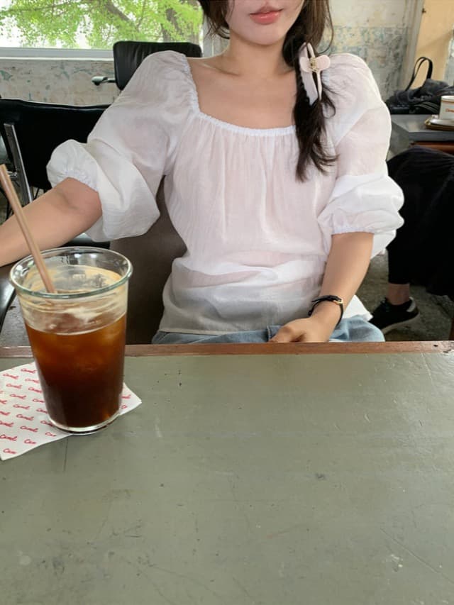 chic 한 부서 부드러운 달콤함 연령 감소 광장 칼라 오프숄더 벌룬 소매 레이스업 캐주얼 휴가 자외선 차단 맨위 쉬폰 블라우스 상세 이미지 32