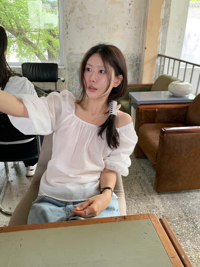 chic 한 부서 부드러운 달콤함 연령 감소 광장 칼라 오프숄더 벌룬 소매 레이스업 캐주얼 휴가 자외선 차단 맨위 쉬폰 블라우스 상세 이미지 34