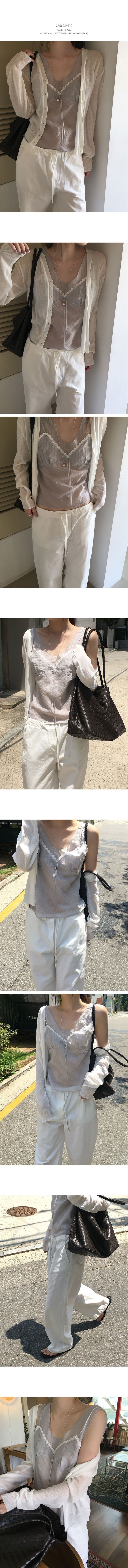재고 있음 한 부서 순수한 욕망 바람 레이스 레이스 캐미솔 프랑스식 품격 작은 대중 빛 ~을 통해 레이스업 페이크 레이어드 상세 이미지 5