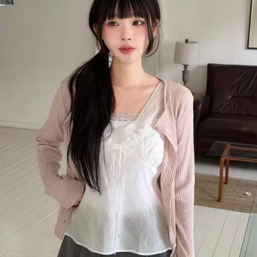 재고 있음 chic 한 부서 순수한 욕망 바람 레이스 레이스 캐미솔 여성 이미지 2