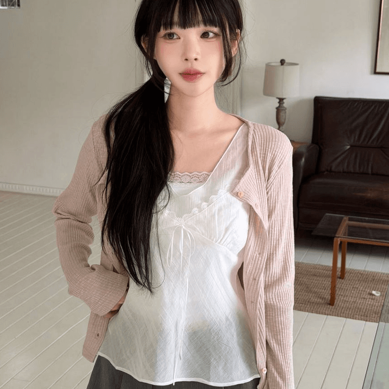 재고 있음 chic 한 부서 순수한 욕망 바람 레이스 레이스 캐미솔 여성 상세 이미지 7
