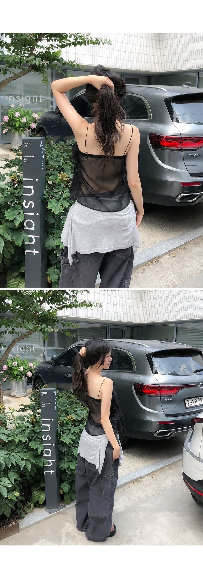 재고 있음 chic 프릴 케이크 층 마이크로 ~을 통해 캐미솔 상세 이미지 7