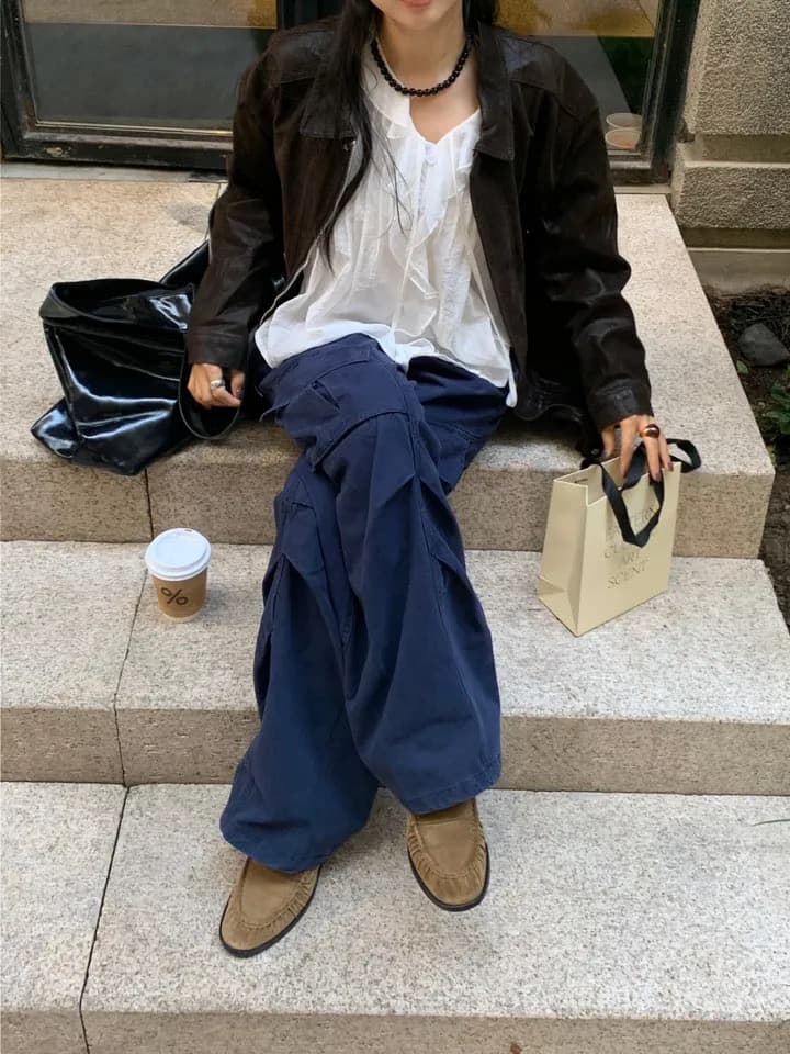 있음 창고 chic 달콤한 스타일 무거운 작업 플리츠 프릴 리본 얇은 스타일 여성 셔츠 상세 이미지 11