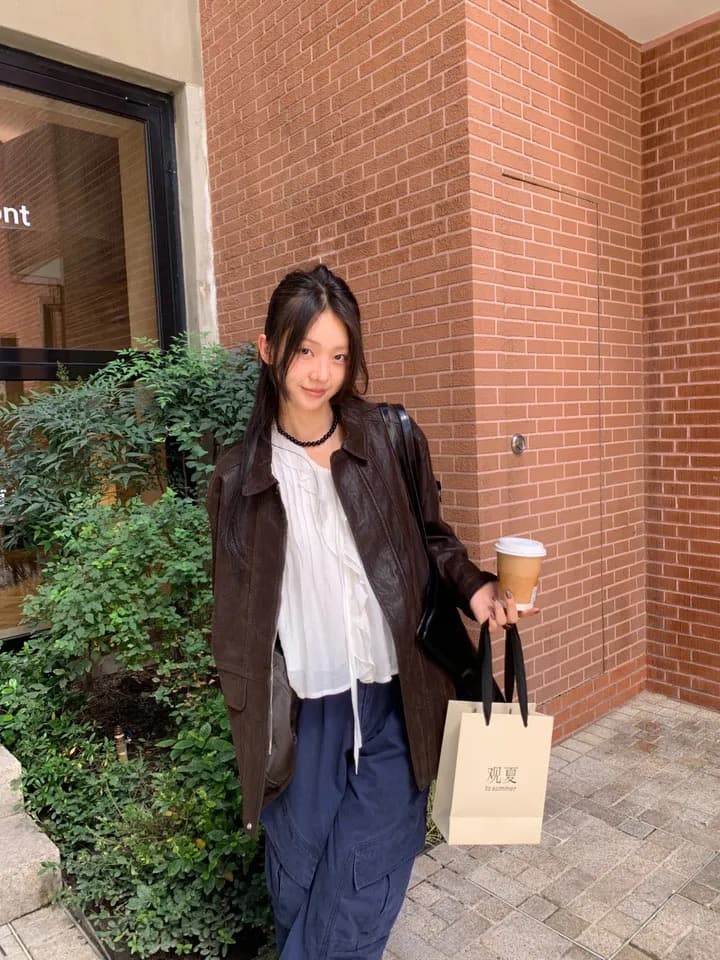 있음 창고 chic 달콤한 스타일 무거운 작업 플리츠 프릴 리본 얇은 스타일 여성 셔츠 상세 이미지 21