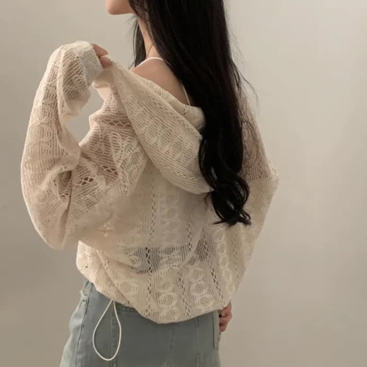 있음 선적 새로운 작은 대중 연령 감소 홀로우 아웃 자카드 펌프 로프 후드 레이스 재킷 상세 이미지 17