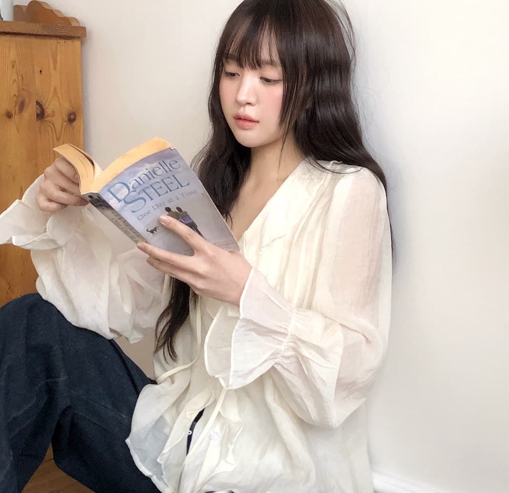 있음 창고 chic 달콤한 스타일 무거운 작업 플리츠 프릴 리본 얇은 스타일 여성 셔츠 상세 이미지 20