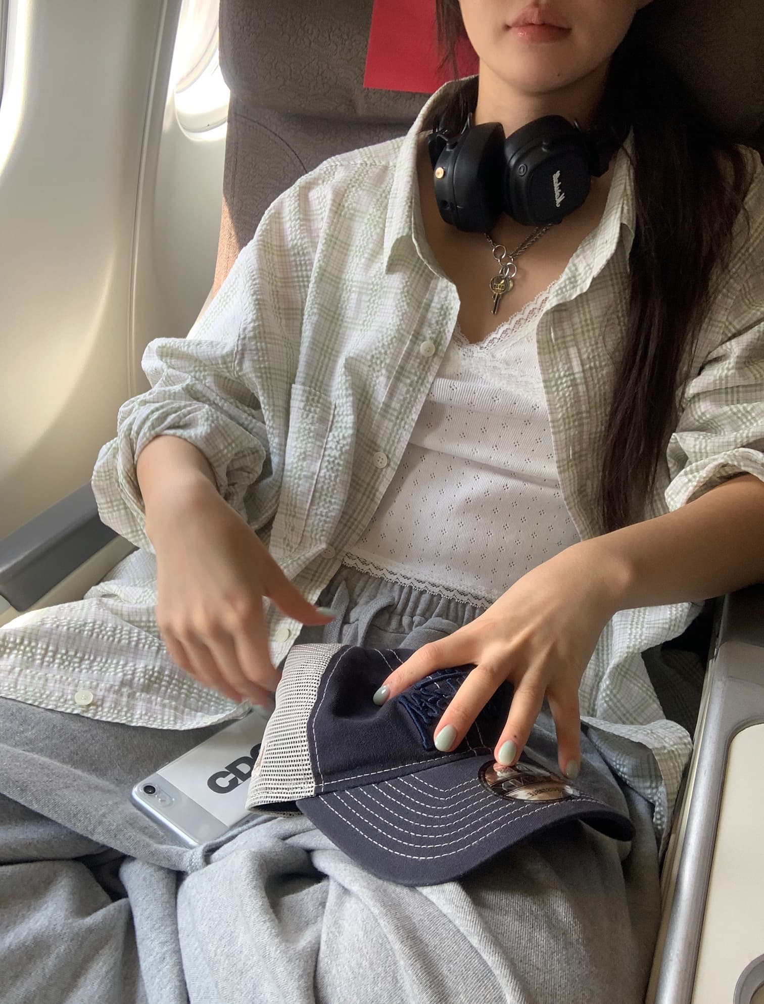 재고 있음 chic 한국 스타일 체크무늬 긴팔 셔츠 셔츠 재킷 루즈핏 맨위 상세 이미지 27